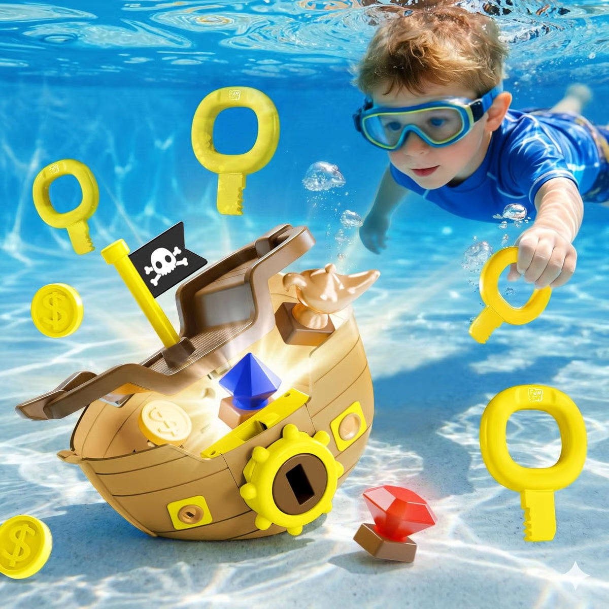 Diving Pirate Treasure Hunt - Interactive Pool Toy Set