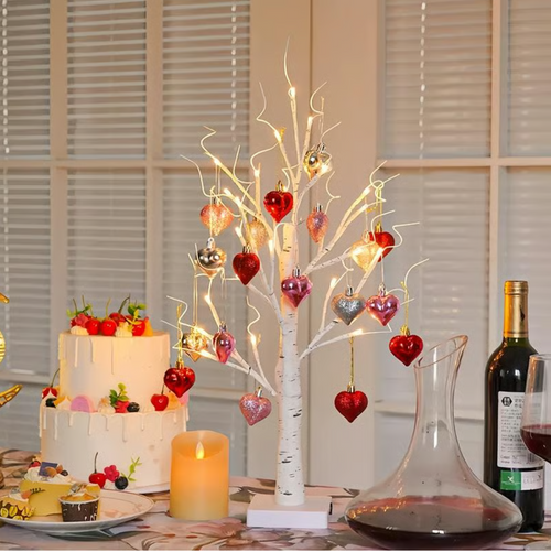 Romantic Heart-Shaped Birch Tree Lamp ✨
