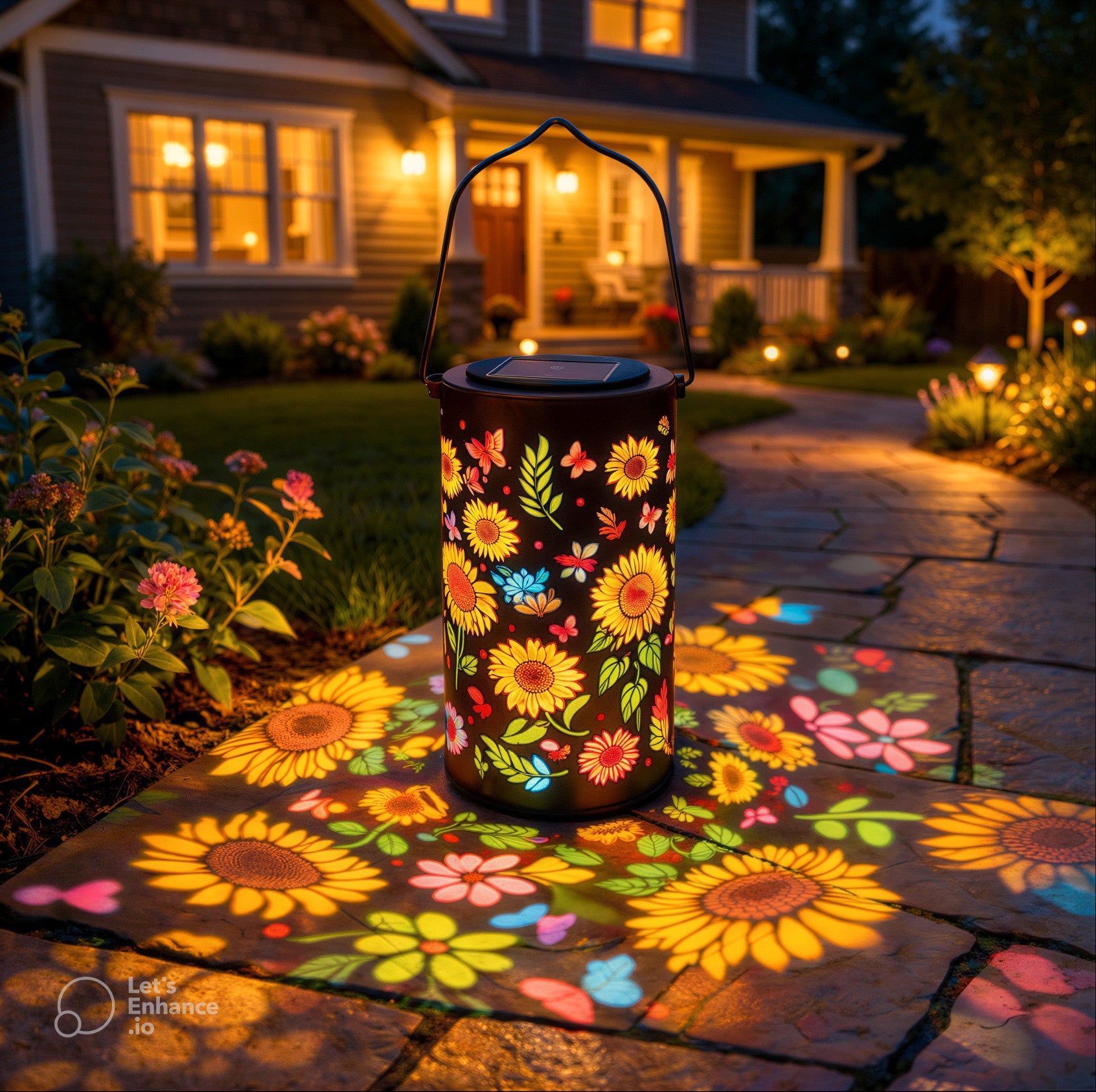Colorful Sunflower Glow Solar Garden Lantern