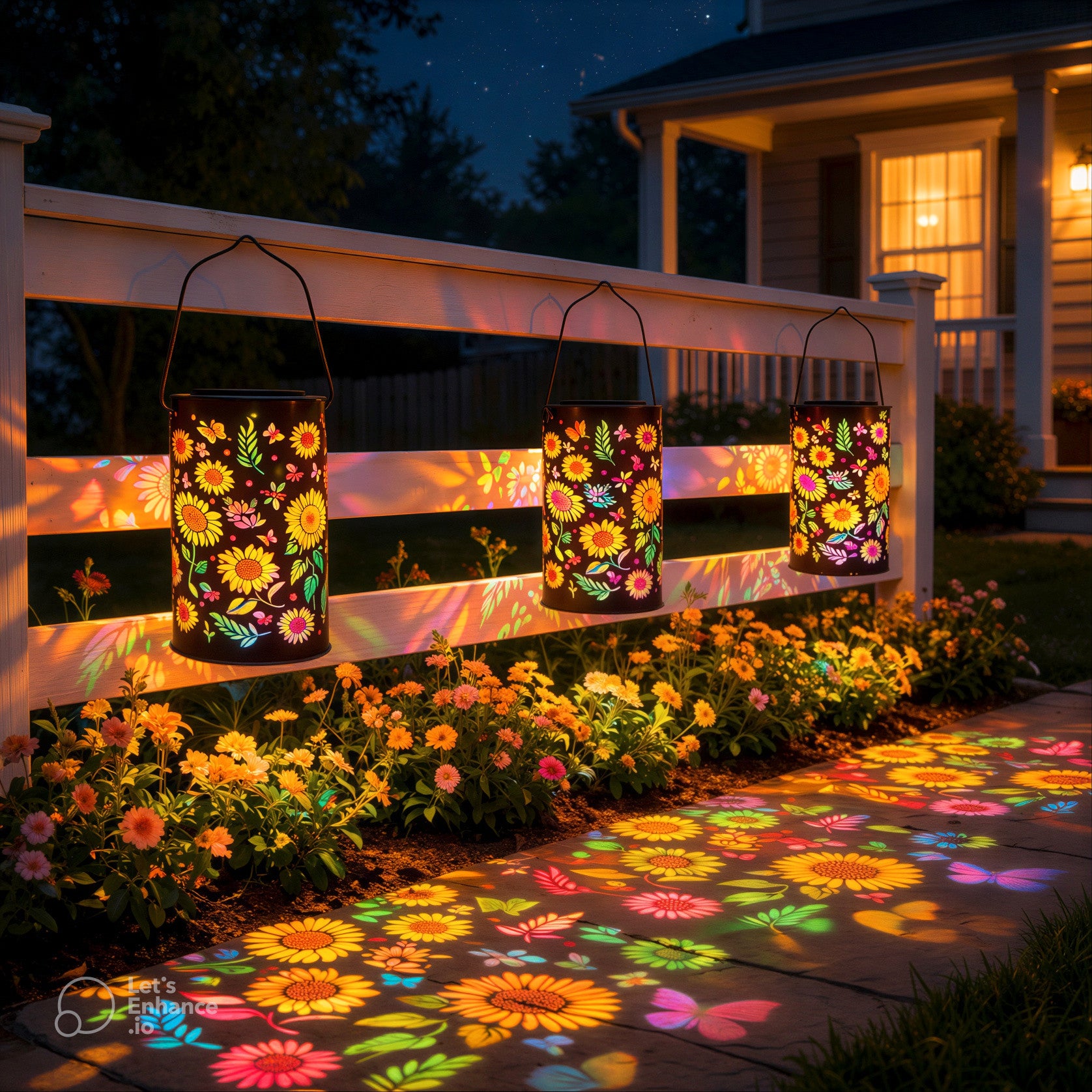 Colorful Sunflower Glow Solar Garden Lantern