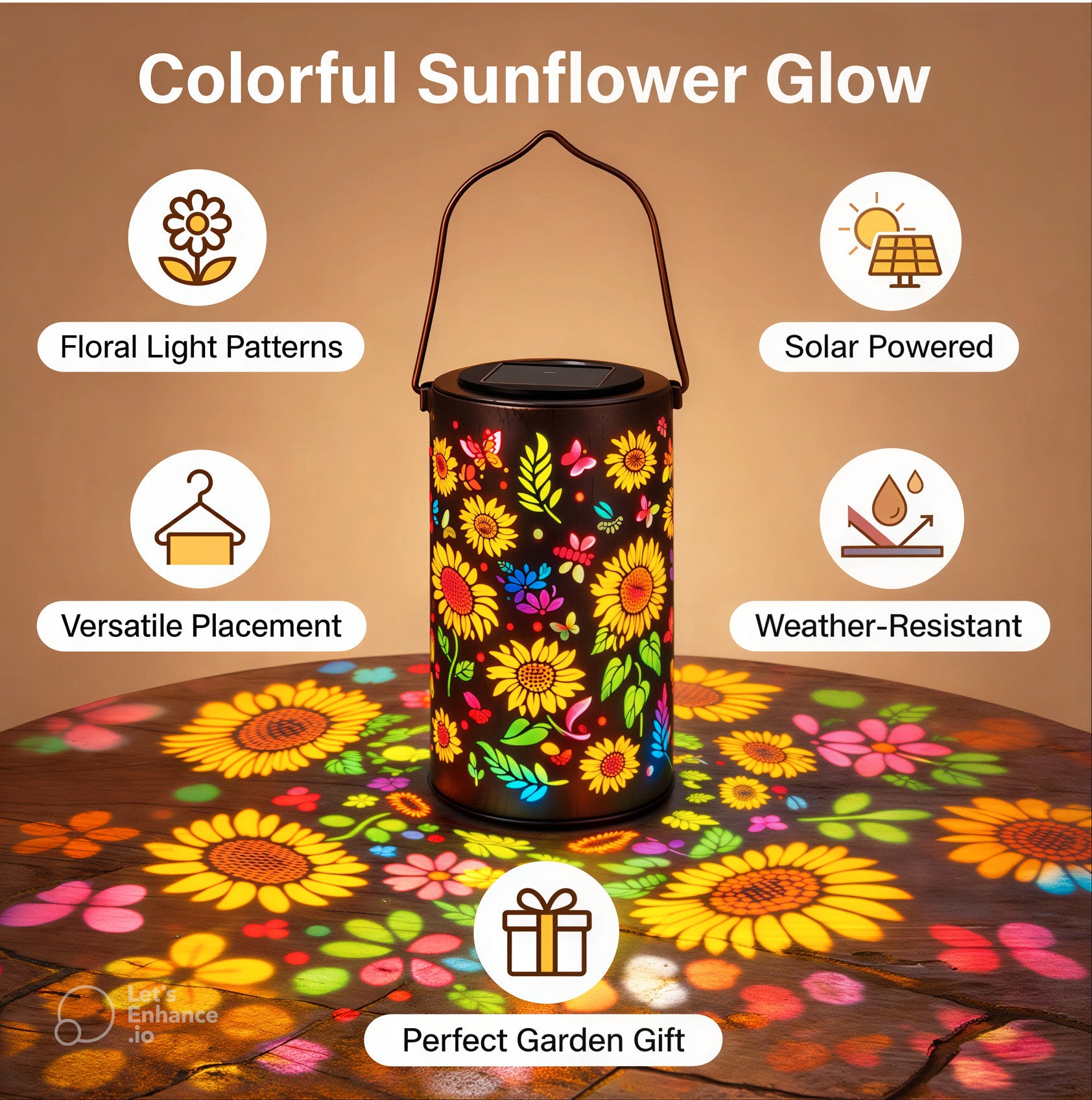 Colorful Sunflower Glow Solar Garden Lantern