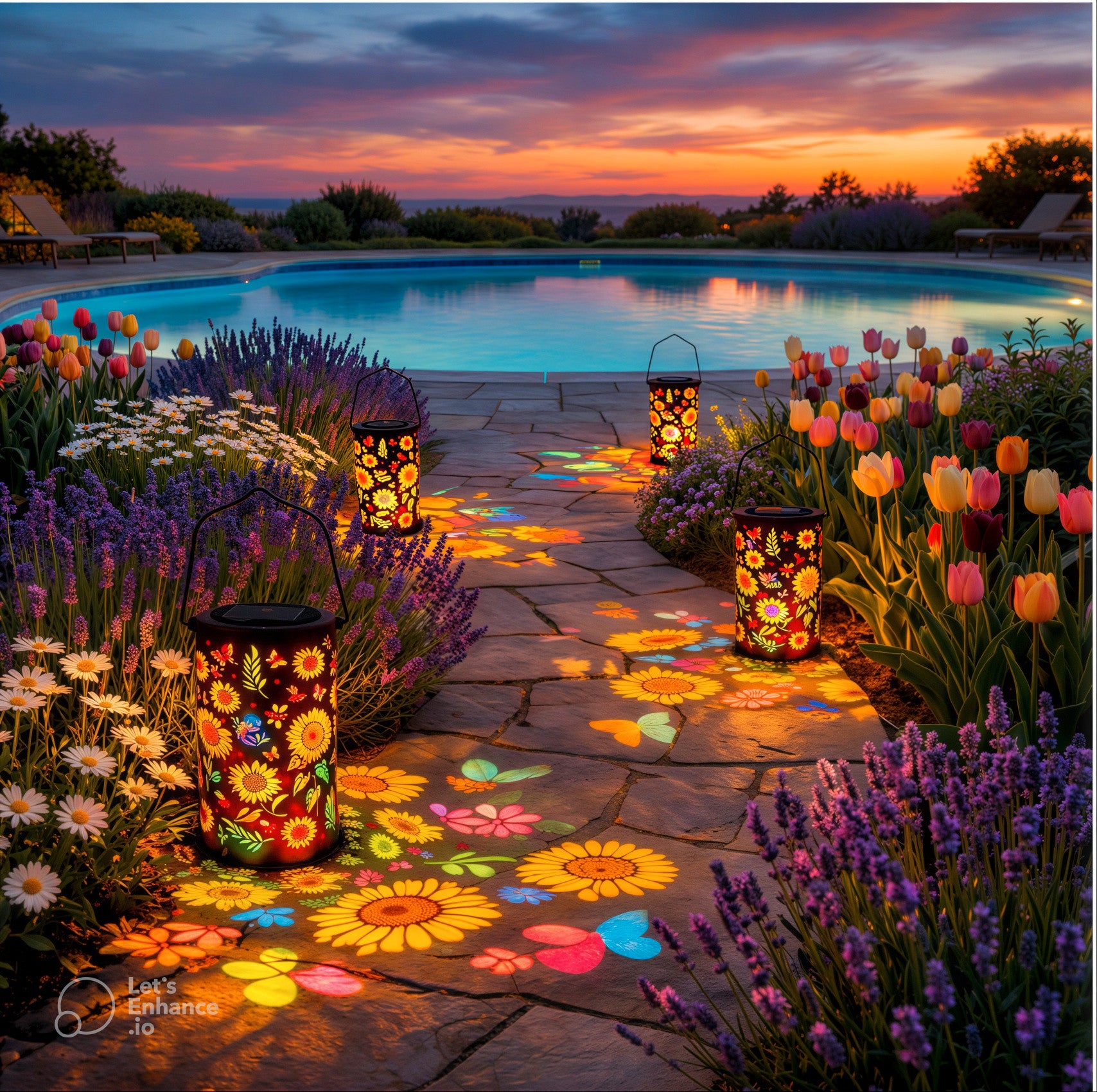 Colorful Sunflower Glow Solar Garden Lantern