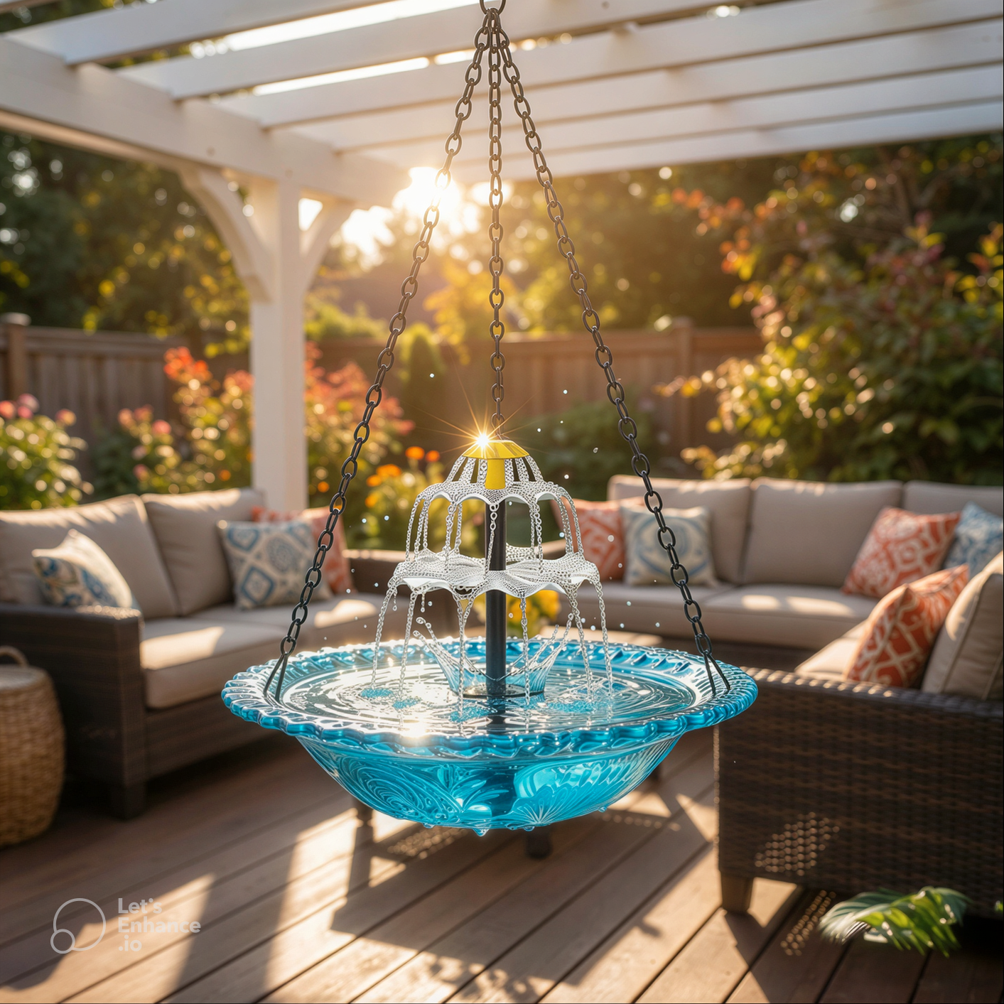 Solar-Powered Hanging Bird Bath Fountain
