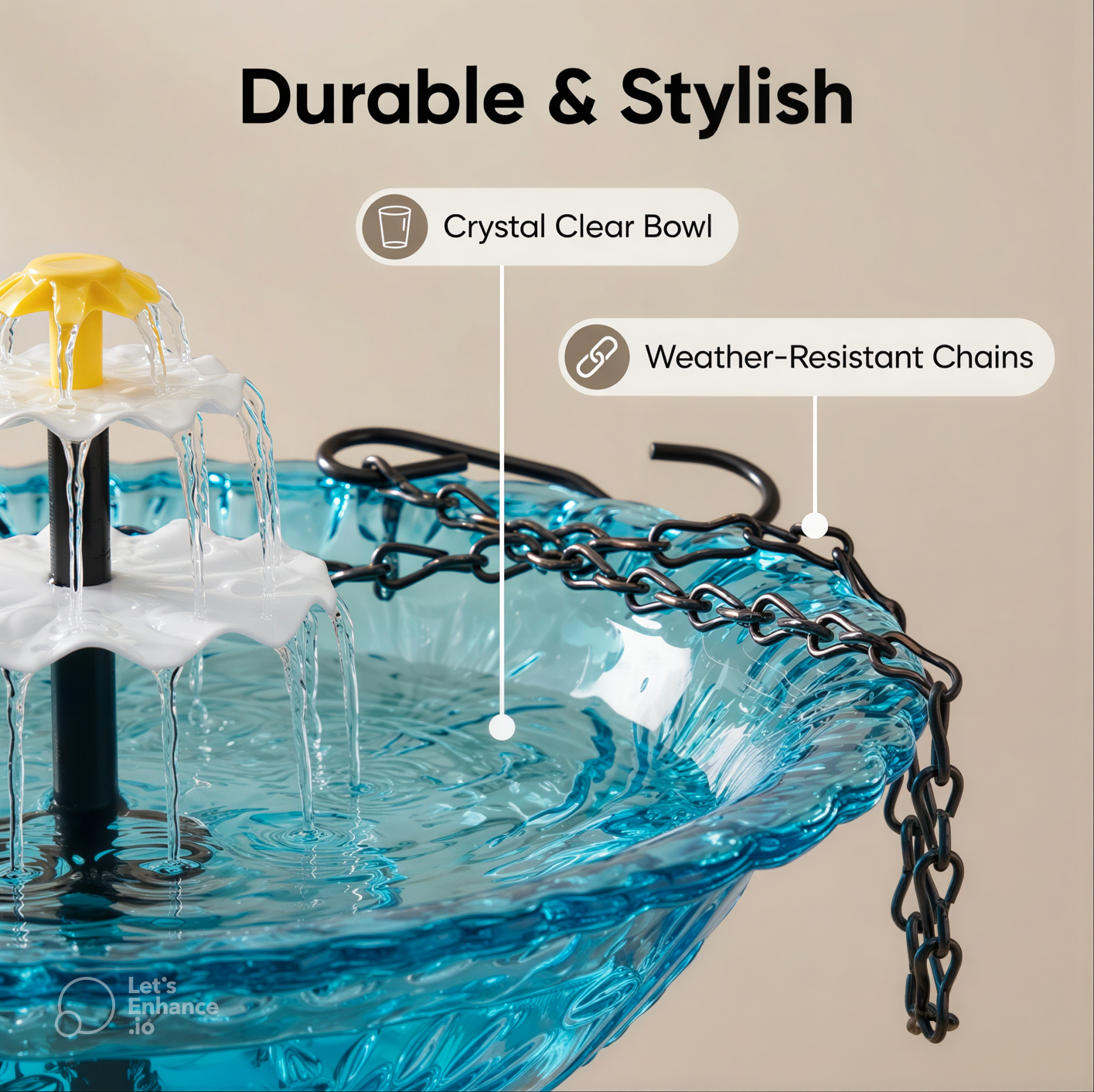 Solar-Powered Hanging Bird Bath Fountain